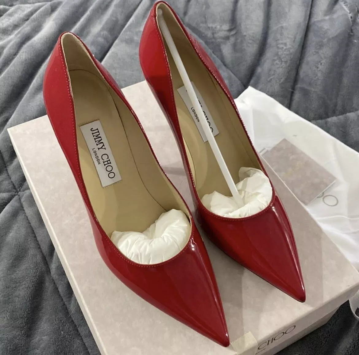 JIMMY CHOO Agnes Red Patent Leather Pumps